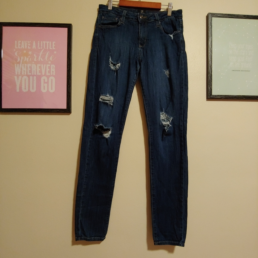 💘Just Black distressed dark wash skinny jeans 29